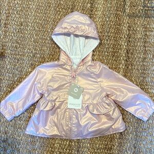 Mayoral Shimmering Reversible Pink Baby Jacket with Hood, 12 mos